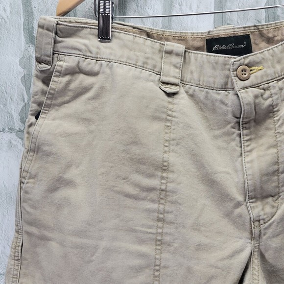 Eddie Bauer Heavy Duck Canvas Pants 38x32 Khaki Tan Outdoor Hiking Workwear - Picture 3 of 12